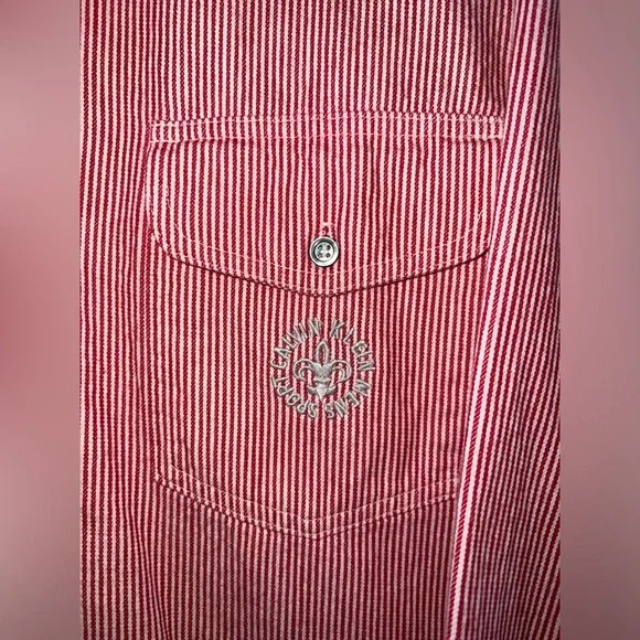 Vintage USA made Calvin Klein Sport pinstripe red denim shirt men’s medium - Picture 2 of 7